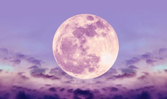 Blog Photo of a Full Moon with purple sky | Crystal Karma by Trina 