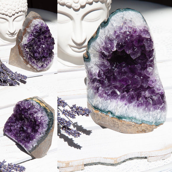 Consciously Sourced Amethyst Standing Clusters from Brazil | Crystal Karma by Trina 