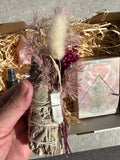 Rose-Quartz-Self-Love-Hamper-#4  Floral Sage Smudge Stick with Selenite Point