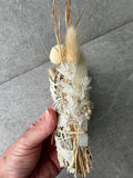 10cm Floral white sage smudge stick with Selenite Point - Neutral Tones