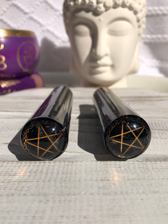 Black Tourmaline Orgone Massager With Pentacle | Crystal Karma By Trina