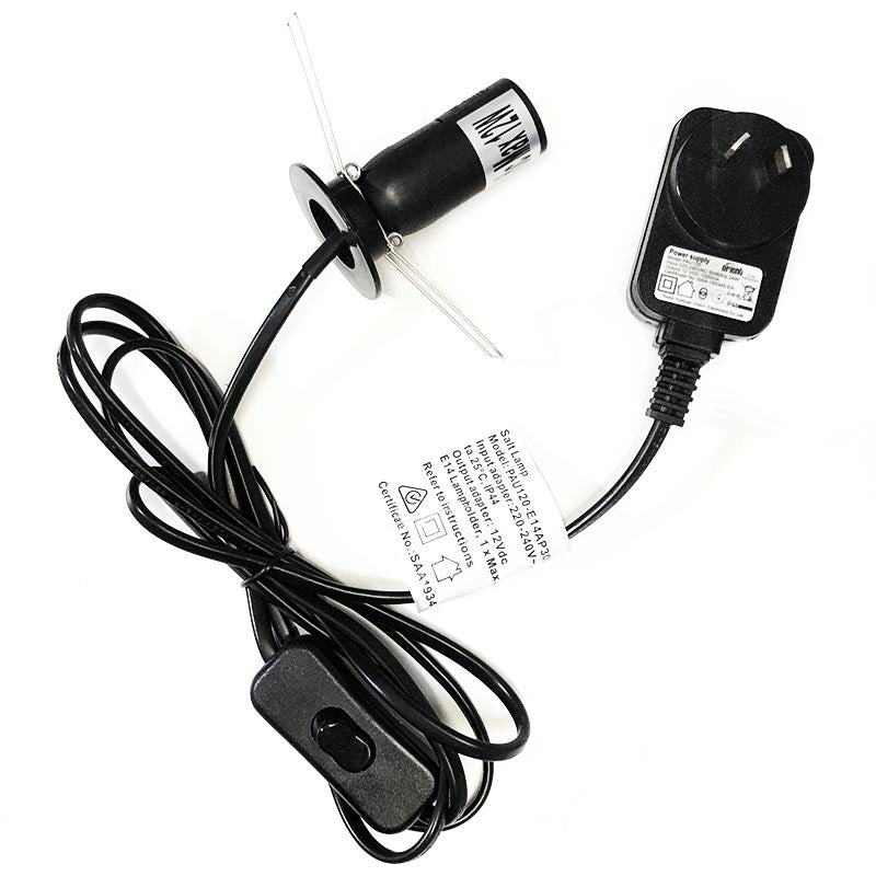 Replacement Himalayan Salt Lamp Power Cord Black 12V DC Crystal Karma By Trina