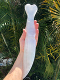Selenite Athame Heart End - Large | Crystal Karma by Trina