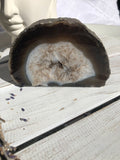 Agate Standing Candle Holder - Brown & White | Crystal Karma by Trina