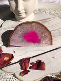 Agate Candle Base Pink & White | Crystal Karma by Trina