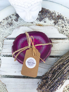 Agate Coaster Set of 4 - Pink Large #1 | Crystal Karma by Trina