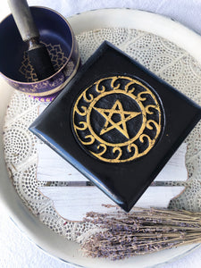 Altar Table - Square - Black with Gold Pentacle #2 | Crystal Karma by Trina