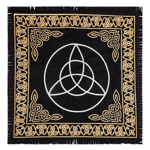 Altar Cloth - Silver Triquetra with Black & Gold | Crystal Karma by Trina