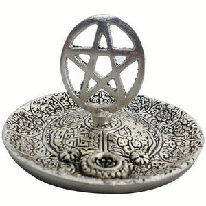 Aluminium Incense Holder Pentacle Round | Crystal Karma By Trina