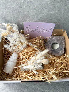 Amethyst Candle Holder Selenite Smudge Box | Crystal Karma by Trina