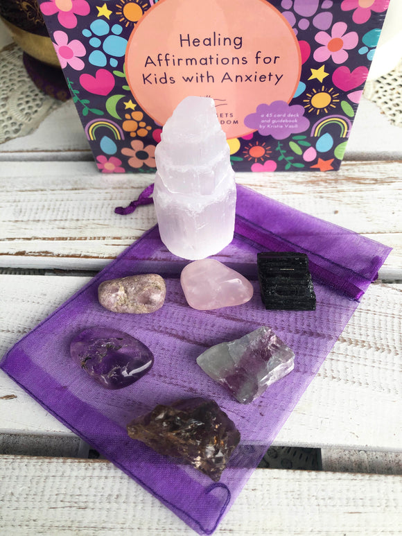 Anxiety Buster Crystal & Affirmation Bundle for Kids | Crystal Karma by Trina