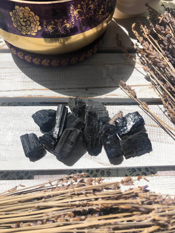 Black Tourmaline Rough X-Small Bag | Crystal Karma by Trina