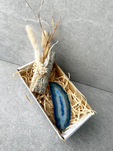 Blue Agate Floral Smudge Box | Crystal Karma by Trina