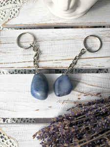 Aventurine (Blue Quartz)Tumble Stone Key Ring  | Crystal Karma by Trina