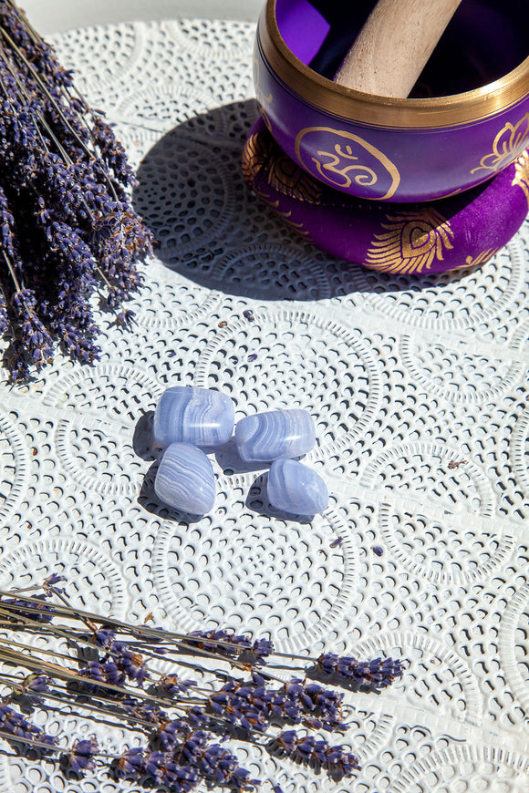 Blue Lace Agate Tumbles | Crystal Karma by Trina