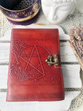 Book Of Shadows Leather Journal - Pentacle Broom