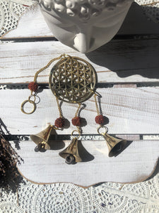 Flower of Life Brass Hanging Bell  | Crystal Karma by Trina