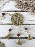 Flower of Life Brass Hanging Bell  | Crystal Karma by Trina