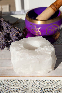 Clear Quartz Candle Base - Crystal Karma By Trina