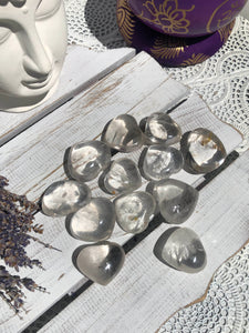 Clear Quartz Palm Stone Hearts Small | Crystal Karma by Trina