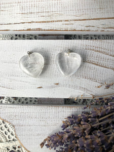 Clear Quartz Pendant - Heart Carved Crystal Pendant | Crystal Karma by Trina