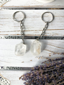 Clear Quartz Tumble Stone Key Ring | Crystal Karma by Trina