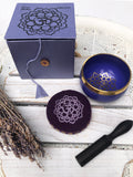 Crown Chakra Brass Singing Bowl - Purple 7.5cm Gift Set | Crystal Karma by Trina