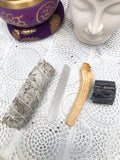 Smudge Kit Sage Selenite Palo Santo Tourmaline Love - Crystal Karma by Trina