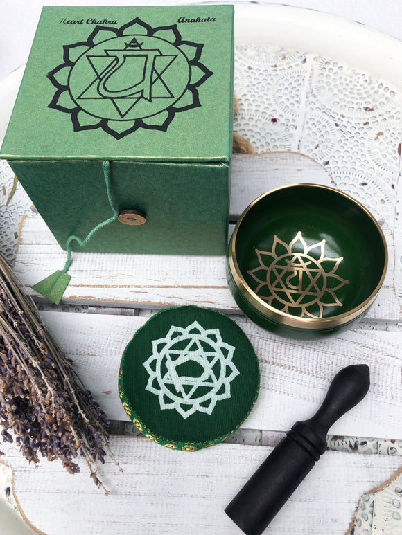 Heart Chakra Singing Bowl - Green 7.5cm Gift Set | Crystal Karma by Trina