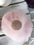 Rose Quartz Candle Base - Slab with polished top - Crystal Karma By Trina
