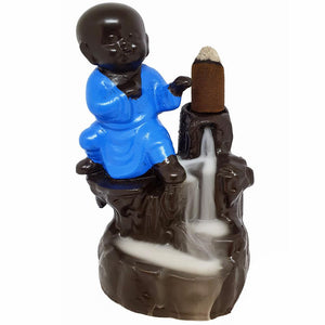 Kung Fu Monk Blue Backflow Incense Burner | Crystal Karma By Trina