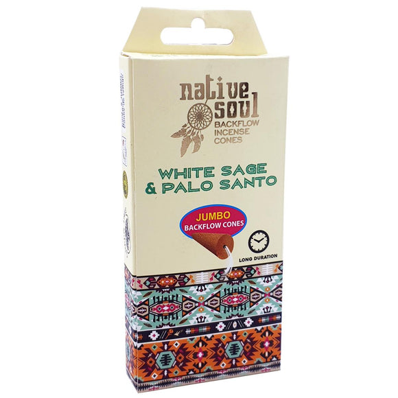 Native Soul Backflow Incense Cones White Sage Palo Santo | Crystal Karma by Trina