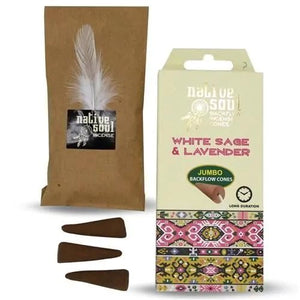 Native Soul Backflow Incense Cones - White Sage & Lavender | Crystal Karma by Trina