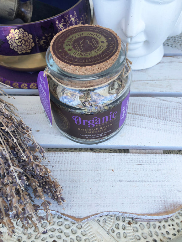 Organic Goodness Sage & Lavender Smudge Resin 25gms | Crystal Karma by Trina