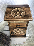 Pentacle 3 Drawer Wooden Chest  | Crystal Karma by Trina