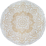 Round Tapestry - Mandala Gold with Lace Fringe