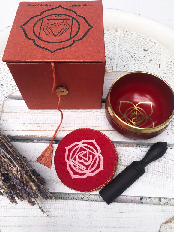 Root Chakra Singing Bowl - Red 7.5cm Gift Set | Crystal Karma by Trina