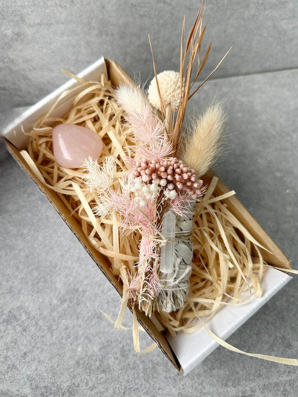 Rose Quartz Floral Smudge Box | Crystal Karma by Trina 