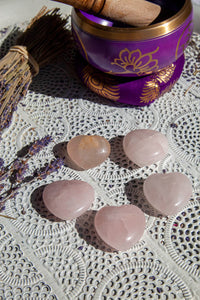 Rose Quartz Palm Stone Hearts | Crystal Karma by Trina