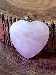Rose Quartz Pendant - Heart Carved Crystal Pendant | Crystal Karma by Trina