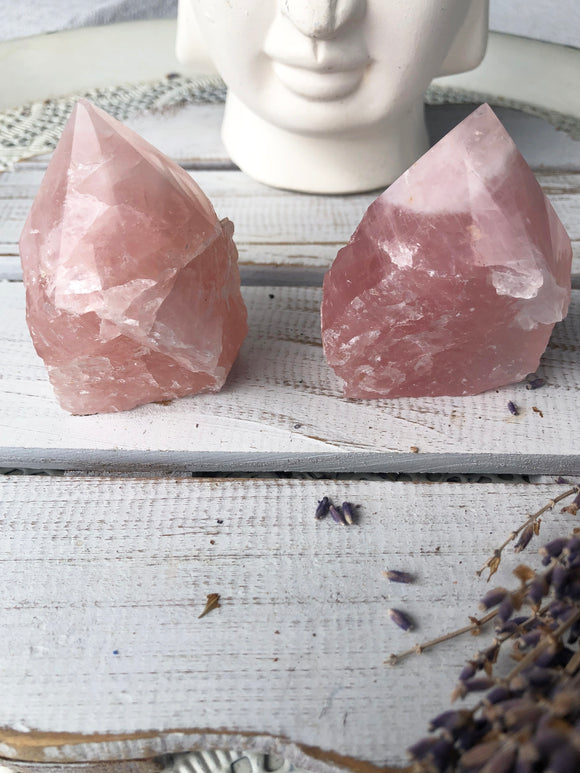 Rose Quartz Semi Polished Points | Crystal Karma by Trina