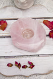 Rose Quartz Candle Base - Slab with polished top - Crystal Karma By Trina