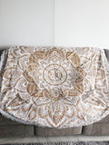 Round Tapestry - Mandala Gold with Lace Fringe