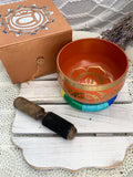 Sacral Chakra Brass Singing Bowl - Orange 12.5cm Gift Set | Crystal Karma by Trina