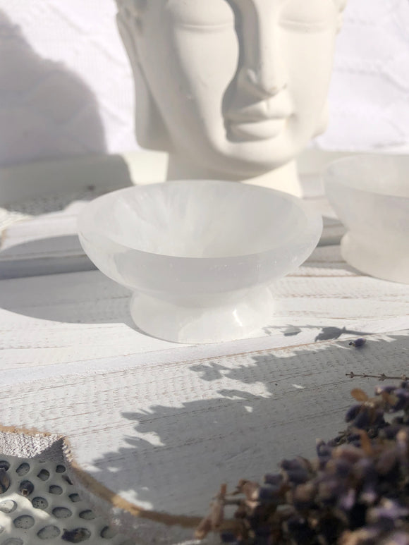 Selenite Bowls - Round Mini - Wide Base  | Crystal Karma by Trina