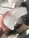 Selenite Crescent Moon Candle Holder  | Crystal Karma by Trina