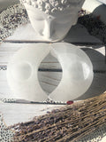 Selenite Crescent Moon Candle Holder  | Crystal Karma by Trina