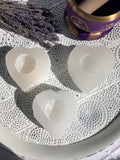 Selenite Candle Holder - Heart Shaped - Crystal Karma By Trina