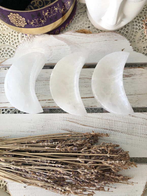 Selenite Bowls Moon Shaped Small | Crystal Karma by Trina