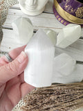 Selenite Polished Point Generator Tower Small - Crystal Karma By Trina